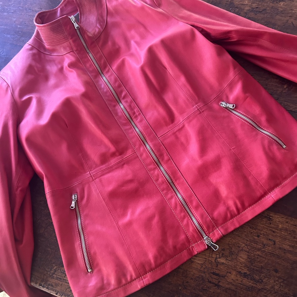 Beautiful Women's Red Leather Jacket